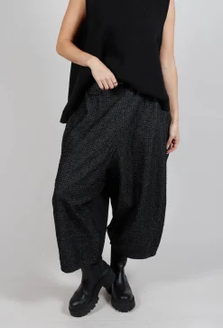 Textured Wide Leg Trousers in Black
