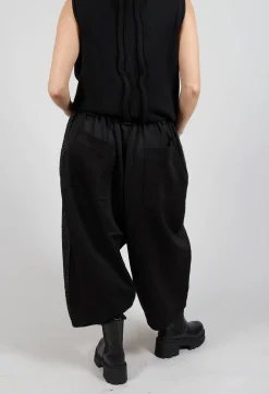 Textured Wide Leg Trousers in Black
