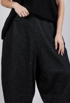 Textured Wide Leg Trousers in Black