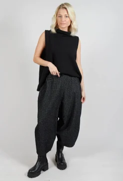 Textured Wide Leg Trousers in Black