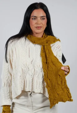 Textured Wool Scarf in Mustard