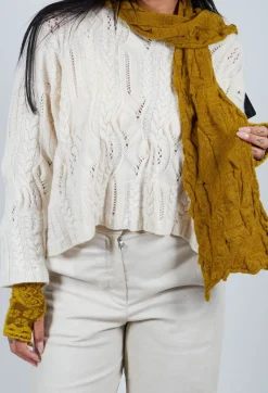 Textured Wool Scarf in Mustard