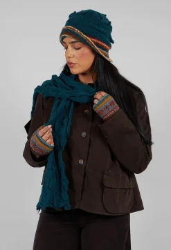 Textured Wool Scarf in Turquoise