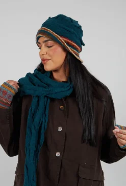 Textured Wool Scarf in Turquoise