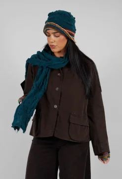 Textured Wool Scarf in Turquoise