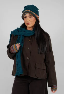 Textured Wool Scarf in Turquoise