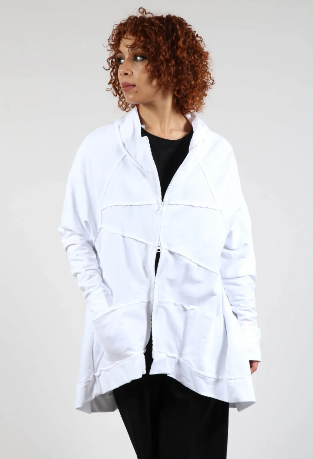 Textured Zipper Jacket in White