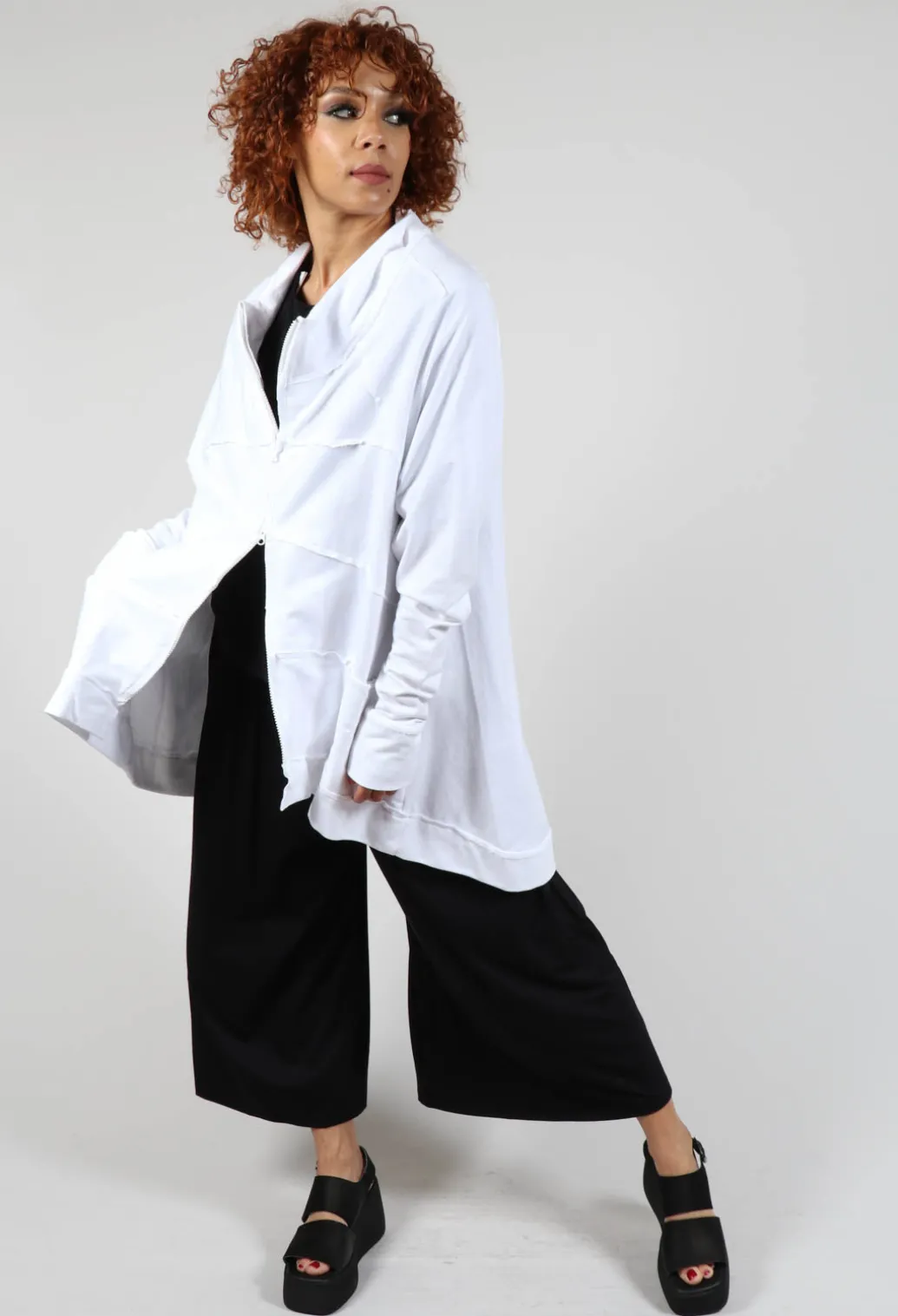 Textured Zipper Jacket in White