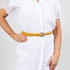 Thin Leather Belt in Mustard