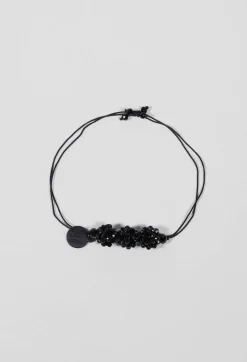 Three Beaded Marble Bracelet in Black