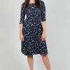 Three Quarter Sleeve Smash Dress in Black Dynasty