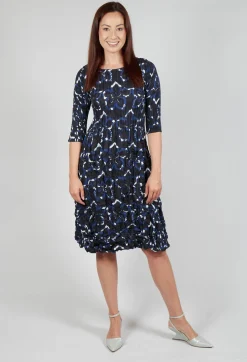 Three Quarter Sleeve Smash Dress in Black Dynasty
