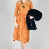 Three Quarter Sleeve Smash Dress in Metallic Gold