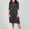 Three Quarter Sleeve Smash Dress in Elliptical Spot