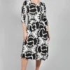 Three Quarter Sleeve Smash Dress in Black and White Moonbeam