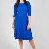 Three Quarter Sleeve Smash Dress in Royal