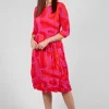 Three Quarter Sleeve Smash Dress in Pink Tuscon