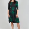 Three Quarter Sleeve Smash Dress in Forest Rose