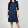 Three Quarter Sleeve Smash Dress in Metallic Ink