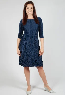 Three Quarter Sleeve Smash Dress in Metallic Ink