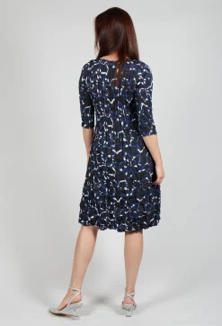 Three Quarter Sleeve Smash Dress in Black Dynasty