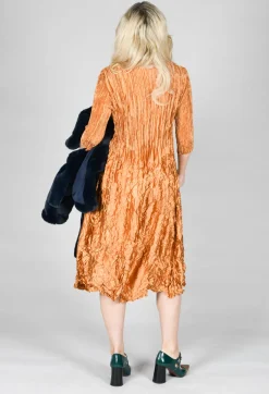 Three Quarter Sleeve Smash Dress in Metallic Gold