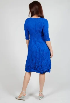 Three Quarter Sleeve Smash Dress in Royal