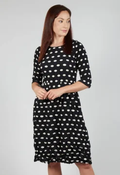 Three Quarter Sleeve Smash Dress in Elliptical Spot