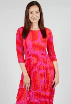 Three Quarter Sleeve Smash Dress in Pink Tuscon
