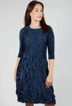 Three Quarter Sleeve Smash Dress in Metallic Ink