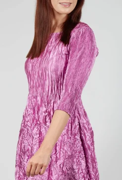 Three Quarter Sleeve Smash Dress in Metallic Pink