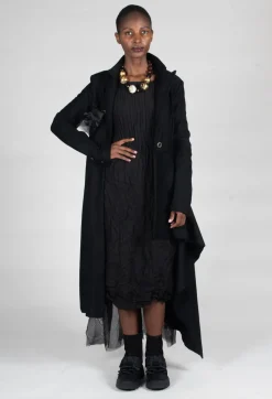 Three Quarter Sleeve Smash Dress in Black