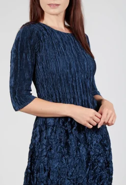 Three Quarter Sleeve Smash Dress in Metallic Ink