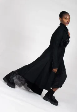 Three Quarter Sleeve Smash Dress in Black