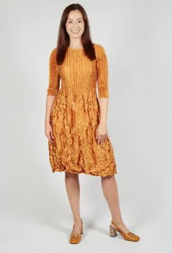 Three Quarter Sleeve Smash Dress in Metallic Gold