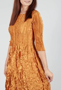 Three Quarter Sleeve Smash Dress in Metallic Gold