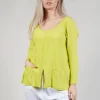 Tie Back Long Sleeve Top in Lemon