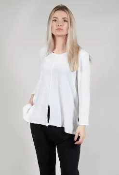 Tie Back Long Sleeve Top in White