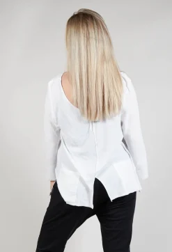 Tie Back Long Sleeve Top in White