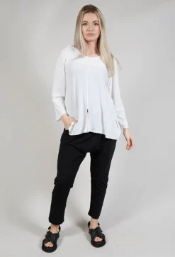 Tie Back Long Sleeve Top in White