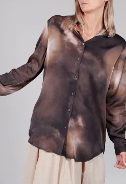 Tie Dye Long Sleeve Shirt in Multi Brown
