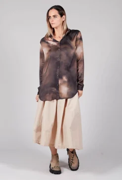 Tie Dye Long Sleeve Shirt in Multi Brown