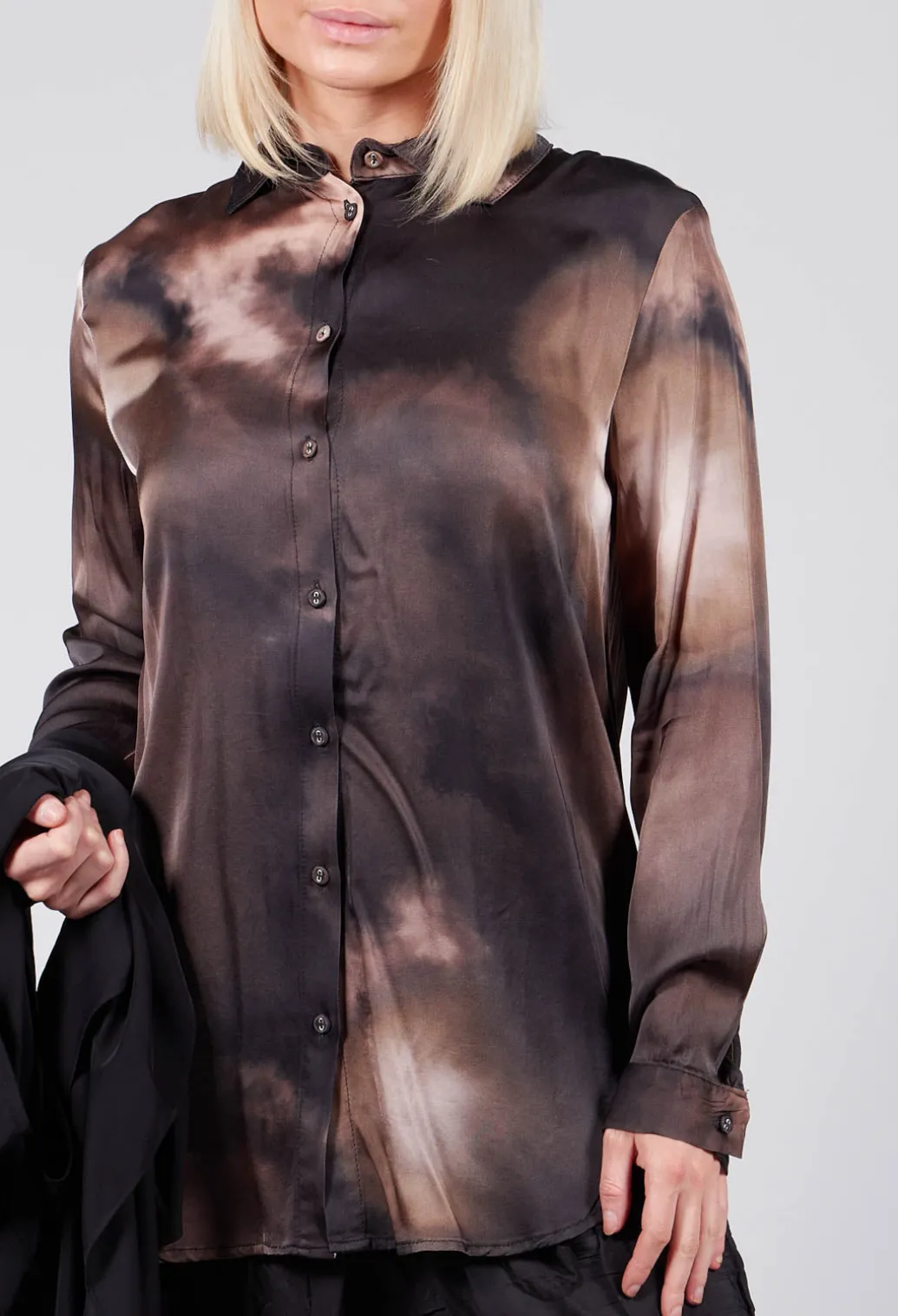 Tie Dye Long Sleeve Shirt in Multi Brown