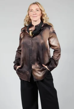 Tie Dye Long Sleeve Shirt in Multi Brown