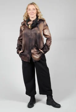 Tie Dye Long Sleeve Shirt in Multi Brown