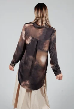 Tie Dye Long Sleeve Shirt in Multi Brown