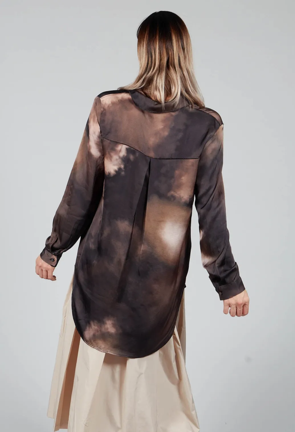 Tie Dye Long Sleeve Shirt in Multi Brown