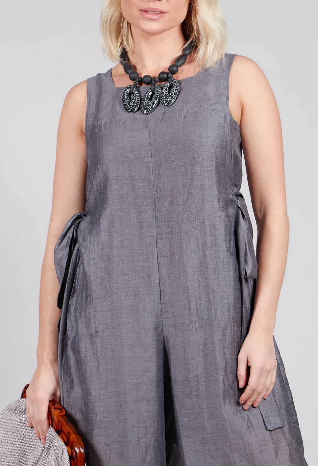 Tie Side Jumpsuit in Grey