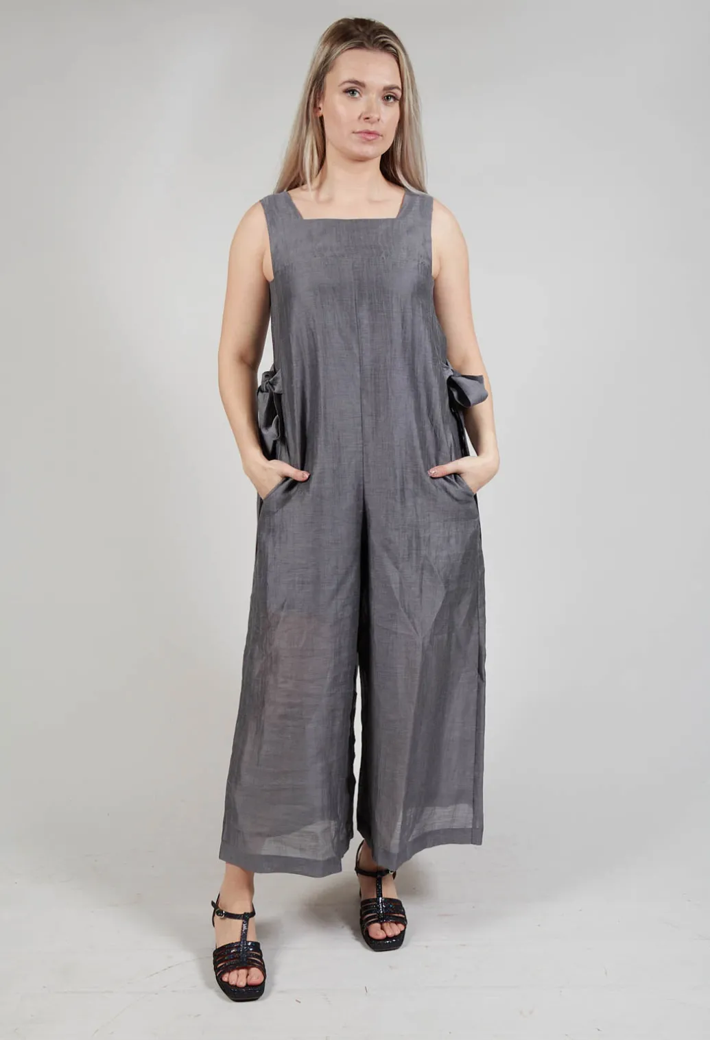 Tie Side Jumpsuit in Grey