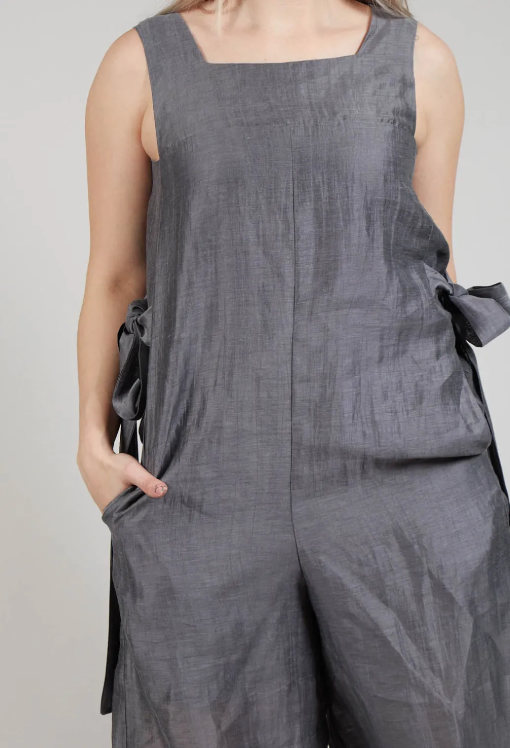 Tie Side Jumpsuit in Grey